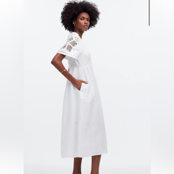 NWT Madewell Cassie Button-Front Midi Dress in Linen - S/M - Picture 3 of 12